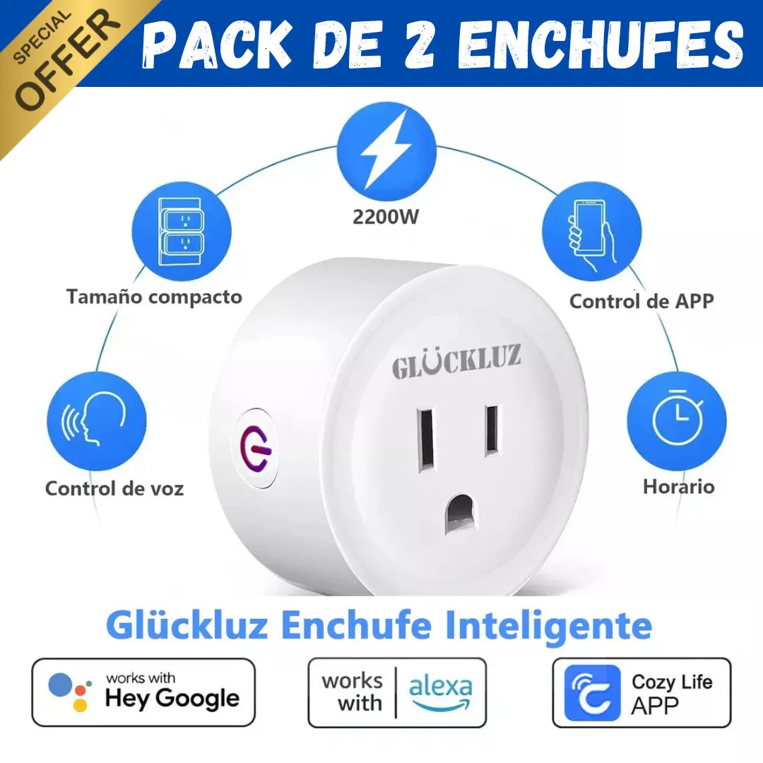 Pack de 2 Enchufes Inteligentes Smart Plug - Alexa - Google Home