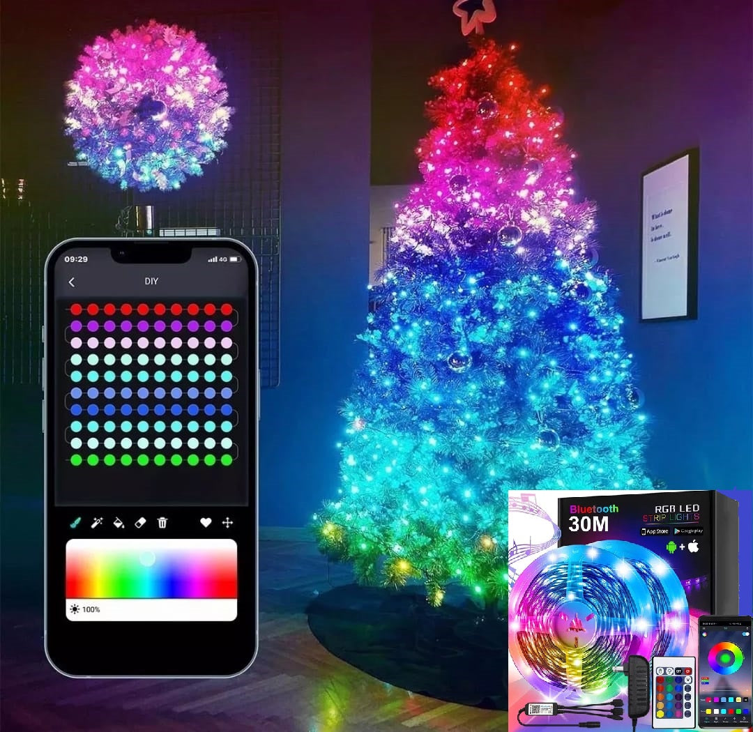 Tiras Led 30 METROS⭐ Groove Bluetooth+Control Remoto Rgb (2rollosx15m)