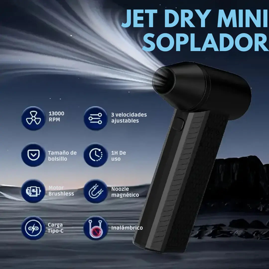 Soplador de aire portátil Jet Dry Mini Turbo - 130000 RPM