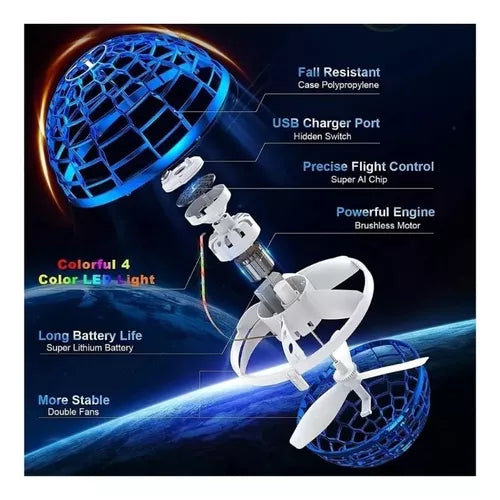Bola Voladora Luz Led 360🔮 Flying Spin
