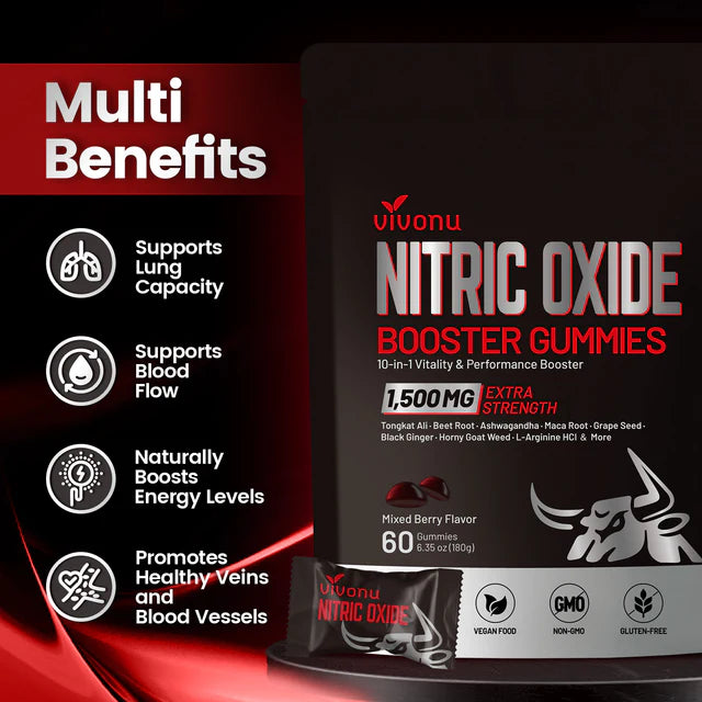 VIVONU Tabletas de Óxido Nítrico para Dos Meses, 60 Tabletas Gelatinosas.