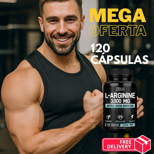 Muscle Flow X™ – Activa tu fuerza desde la raíz - L-Arginina + Oxido nítrico (120 cápsulas - para 2 meses)