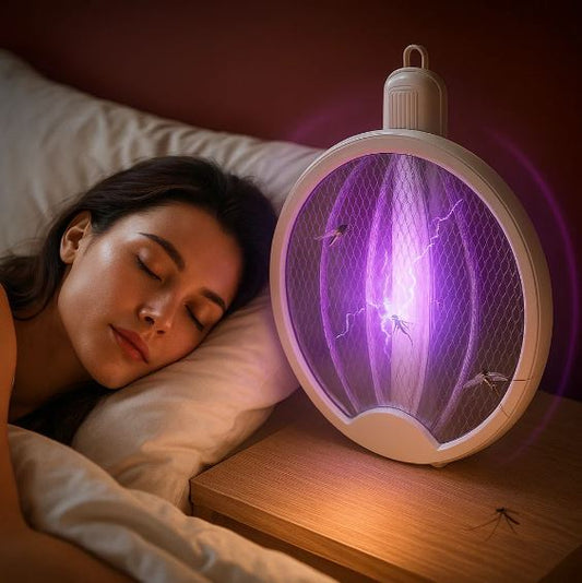 Matamoscas Eléctricos Plegables, Dispositivos Portátiles para Insectos con Función de Atracción de Luz Morada