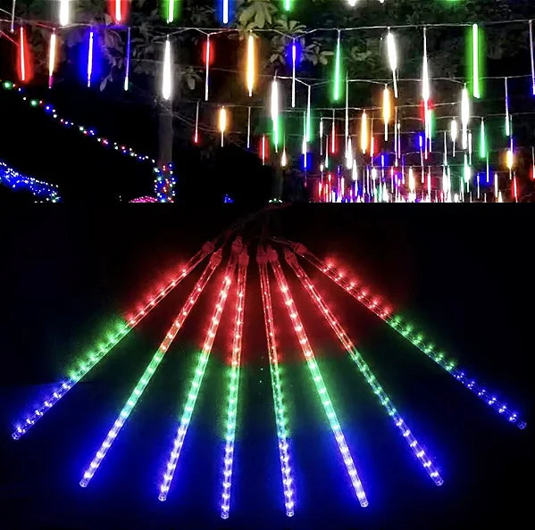 LLuvia de luces meteoro multicolor de  tubos 3.5 m de ancho