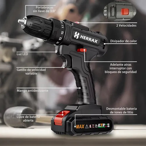 Taladro INALAMBRICO 🧰 Kit De Destornillador Eléctrico 12v