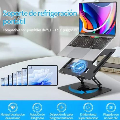 CoolStand™ Pro :🧊⚙️ Soporte con ventilador que cuida tu laptop y tu postura