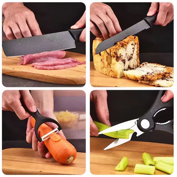 KitchenPro Max™:Hojas ultra afiladas de acero inoxidable con recubrimiento antiadherente