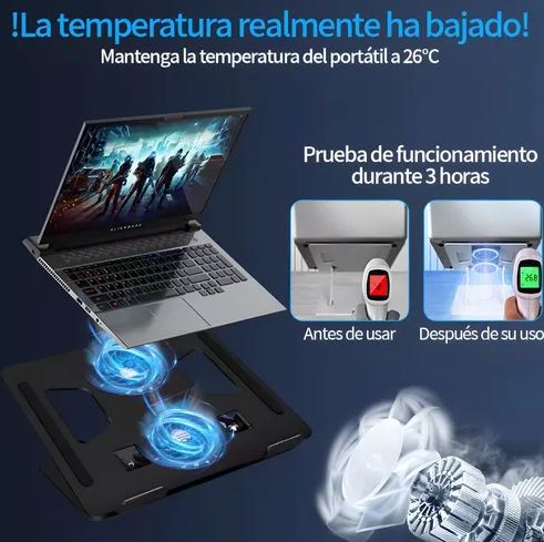 CoolStand™ Pro :🧊⚙️ Soporte con ventilador que cuida tu laptop y tu postura