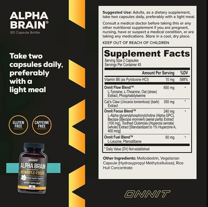 Alpha Brain Focus™:Optimiza memoria, concentración al 100 % y velocidad de pensamiento 60capsulas