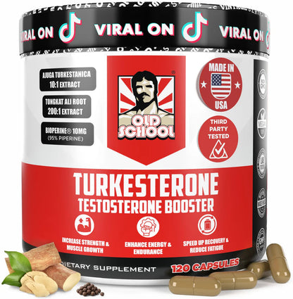 Suplemento Natural de testosterona para hombres – Turkesterona 1500 mg de potencia máxima con Tongkat Ali y BioPerine® + Músculo, recuperación y resistencia  – 120 cápsulas