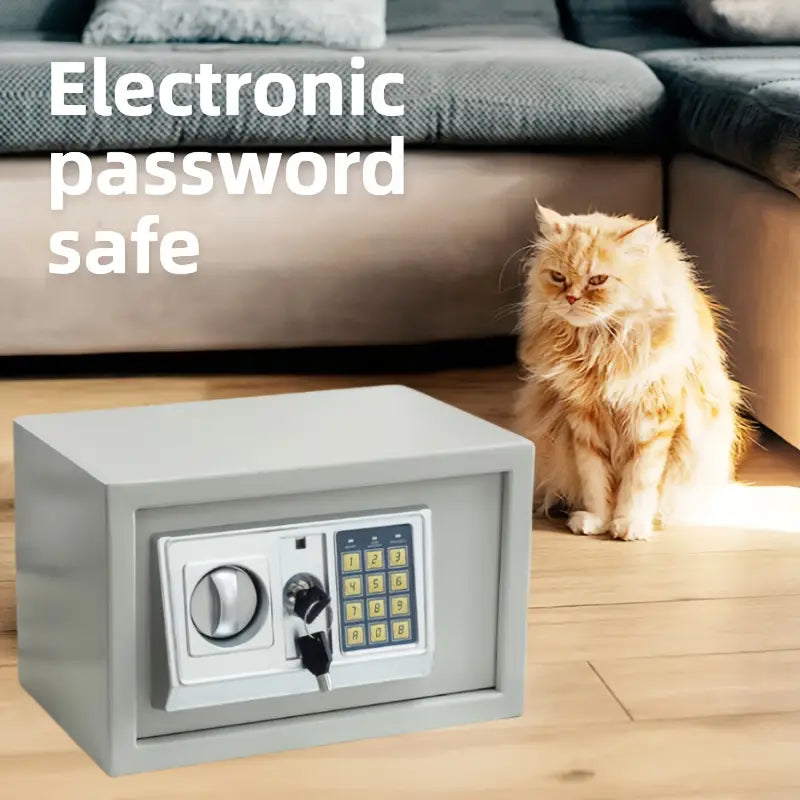 Caja Fuerte Electronica - Bisagras Interiores a Prueba de Manipulaciones y Acolchado de Alfombra Caja Fuerte Pequeña con Llave y Codigo Caja de Seguridad para Dinero/Documentos/Joyas