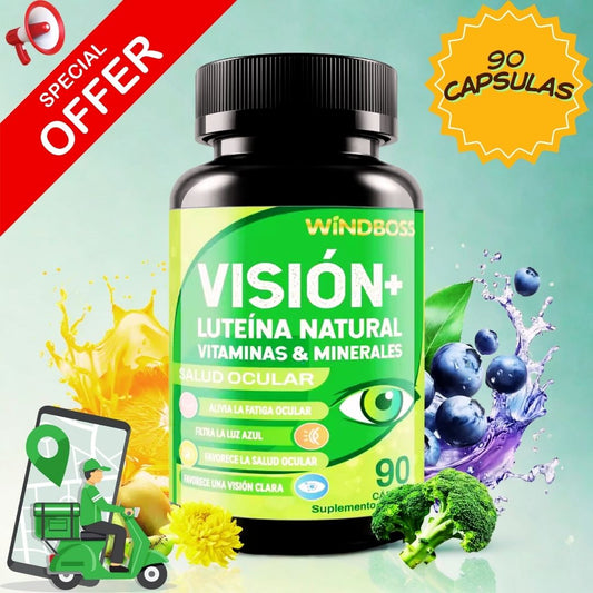 Windboss Cuidado de la Vista con Luteína, Zeaxantina, Zinc y Vitaminas C y E – Protección para la Salud Ocular y la Mácula – 90 Cápsulas