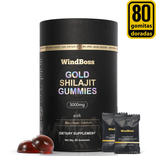 🏔️✨ WindBoss Gold Shilajit Gummies – 3000mg de Energía del Himalaya ✨🏔️ (Grado Oro)