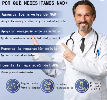 Suplemento líquido NAD de 1000 mg, Bebida de bayas NAD, suplemento de ribosido de nicotinamida aldehído piridina acetona y resveratrol NAD apto para hombres y mujeres, presentación en barras sabor baya
