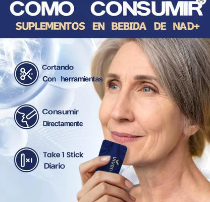 Suplemento líquido NAD de 1000 mg, Bebida de bayas NAD, suplemento de ribosido de nicotinamida aldehído piridina acetona y resveratrol NAD apto para hombres y mujeres, presentación en barras sabor baya