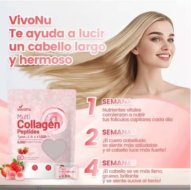 Gomitas de Péptido de Policolágeno, Sin Azúcar, Proteína Hidrolizada de Policolágeno I, II, III, V, X, Biotina, B12 Metilado, Vitamina C, A E D3, B6 para la Piel, Pelo, Uñas, Huesos