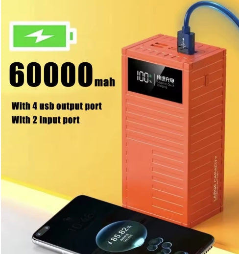 Power Bank Batería Portátil 60000mah Carga Rápida LED Pantalla DIGITAL Con salida 4usb Para iPhone Android