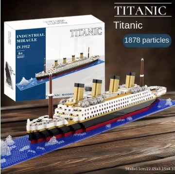 Juguete de ensamblaje de bloques de construcción, rompecabezas gigante Titanic para niño y niña, modelo de barco de crucero