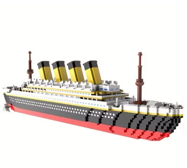 Juguete de ensamblaje de bloques de construcción, rompecabezas gigante Titanic para niño y niña, modelo de barco de crucero