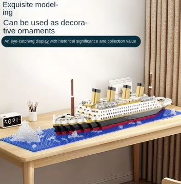 Juguete de ensamblaje de bloques de construcción, rompecabezas gigante Titanic para niño y niña, modelo de barco de crucero