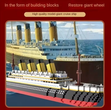 Juguete de ensamblaje de bloques de construcción, rompecabezas gigante Titanic para niño y niña, modelo de barco de crucero