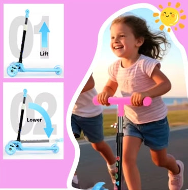 Scooter plegable de tres ruedas de un solo pedal para niños