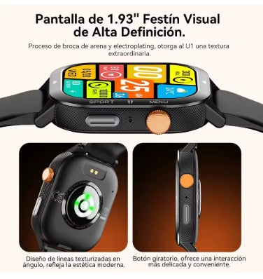 Reloj inteligente CUBOT U1 deportivo resistente al agua para hombres, pantalla ultradelgada de 1.93", frecuencia cardíaca, rastreador de actividad física, llamada Bluetooth