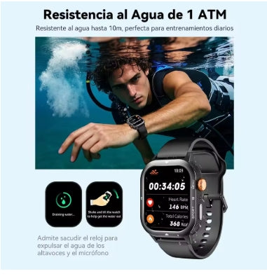 Reloj inteligente CUBOT U1 deportivo resistente al agua para hombres, pantalla ultradelgada de 1.93", frecuencia cardíaca, rastreador de actividad física, llamada Bluetooth