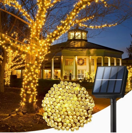Luces de Navidad, 30M 300LED Luces de Navidad Blanco Cálido, Luces para Árbol de Navidad con Panel Solar, Serie de Luces Impermeables, Cadena de Luces LED para Interior y Exterior, Fiestas, Jardín
