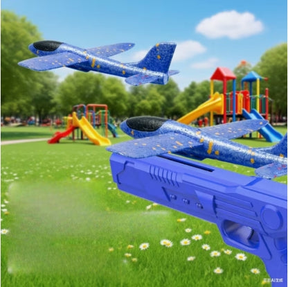 Cañón de lanzamiento de aviones de espuma para niños, planeador lanzado a mano, juguete deportivo al aire libre para niños