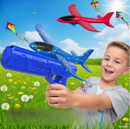 Cañón de lanzamiento de aviones de espuma para niños, planeador lanzado a mano, juguete deportivo al aire libre para niños