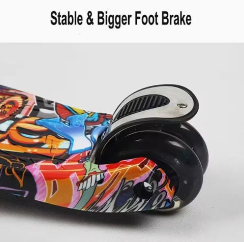 Patinete Diablo con Luces en las Llantas, Patinete Plegable de 3 Ruedas para Niños, Patinete Plegable para Niños con Luces y Frenos Traseros