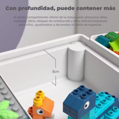 Mesa de Construcción Multifuncional para Niños: Ideal para Bebés en la Etapa de Primeros Pasos para Desarrollar la Inteligencia con Bloques de Construcción, También Sirve como Mesa Multifuncional para Estudiar y Jugar