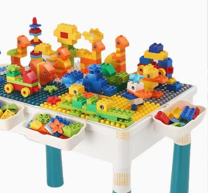 Mesa de Construcción Multifuncional para Niños: Ideal para Bebés en la Etapa de Primeros Pasos para Desarrollar la Inteligencia con Bloques de Construcción, También Sirve como Mesa Multifuncional para Estudiar y Jugar