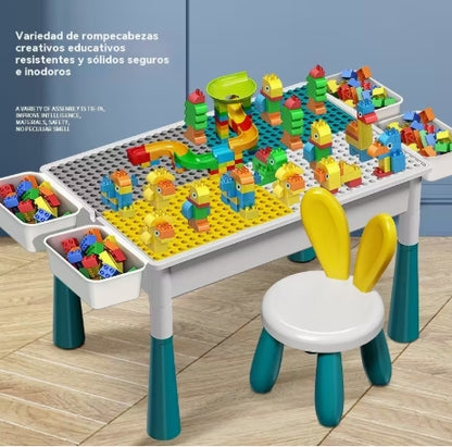 Mesa de Construcción Multifuncional para Niños: Ideal para Bebés en la Etapa de Primeros Pasos para Desarrollar la Inteligencia con Bloques de Construcción, También Sirve como Mesa Multifuncional para Estudiar y Jugar