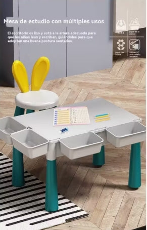 Mesa de Construcción Multifuncional para Niños: Ideal para Bebés en la Etapa de Primeros Pasos para Desarrollar la Inteligencia con Bloques de Construcción, También Sirve como Mesa Multifuncional para Estudiar y Jugar