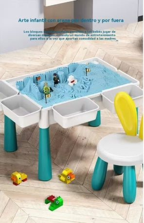 Mesa de Construcción Multifuncional para Niños: Ideal para Bebés en la Etapa de Primeros Pasos para Desarrollar la Inteligencia con Bloques de Construcción, También Sirve como Mesa Multifuncional para Estudiar y Jugar