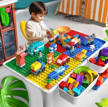 Mesa de Construcción Multifuncional para Niños: Ideal para Bebés en la Etapa de Primeros Pasos para Desarrollar la Inteligencia con Bloques de Construcción, También Sirve como Mesa Multifuncional para Estudiar y Jugar