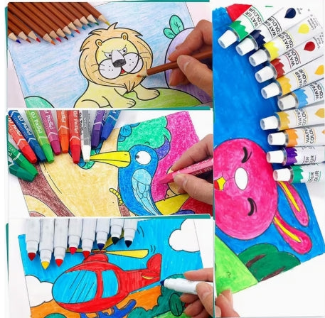 Suministros artísticos, 145 piezas con conjuntos de arte pictórico y pictórico, 2 almohadillas de pintura, conjuntos de arte de doble capa artesanías, crayon, óleo, acuarela