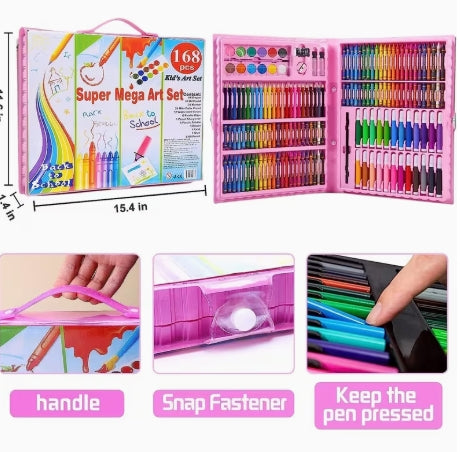 Set de Arte de Caligrafía y Pintura de 168 piezas,  Contiene  Lápices de Colores, Colores Completos, Material Duradero, Adecuado para la Escuela, Pintura en Casa, Bocetos al Aire Libre, Aula, Etc.