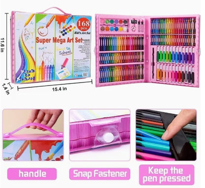 Set de Arte de Caligrafía y Pintura de 168 piezas,  Contiene  Lápices de Colores, Colores Completos, Material Duradero, Adecuado para la Escuela, Pintura en Casa, Bocetos al Aire Libre, Aula, Etc.