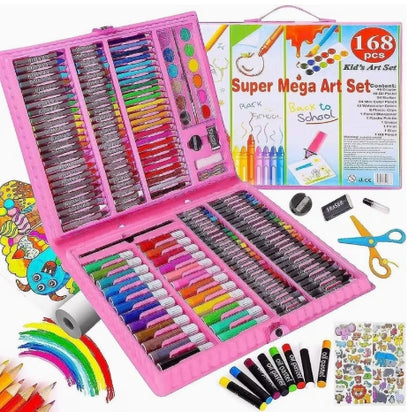 Set de Arte de Caligrafía y Pintura de 168 piezas,  Contiene  Lápices de Colores, Colores Completos, Material Duradero, Adecuado para la Escuela, Pintura en Casa, Bocetos al Aire Libre, Aula, Etc.