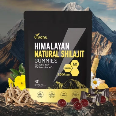Suplemento dietético puro de Shilajit Shilajit Gummies Vivonu, unisex para hombres y mujeres: rico en componentes herbales, más de 85 oligoelementos, más del 75% de ácido fúlvico, sin azúcar añadido, con una larga vida útil