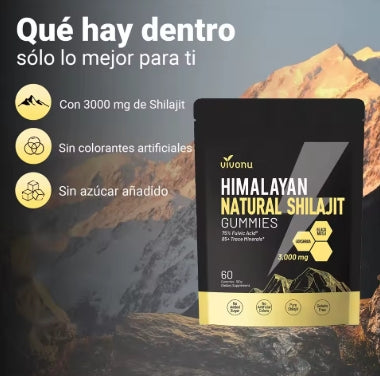 Suplemento dietético puro de Shilajit Shilajit Gummies Vivonu, unisex para hombres y mujeres: rico en componentes herbales, más de 85 oligoelementos, más del 75% de ácido fúlvico, sin azúcar añadido, con una larga vida útil