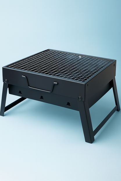 Asador de carne portátil a carbón con parrilla