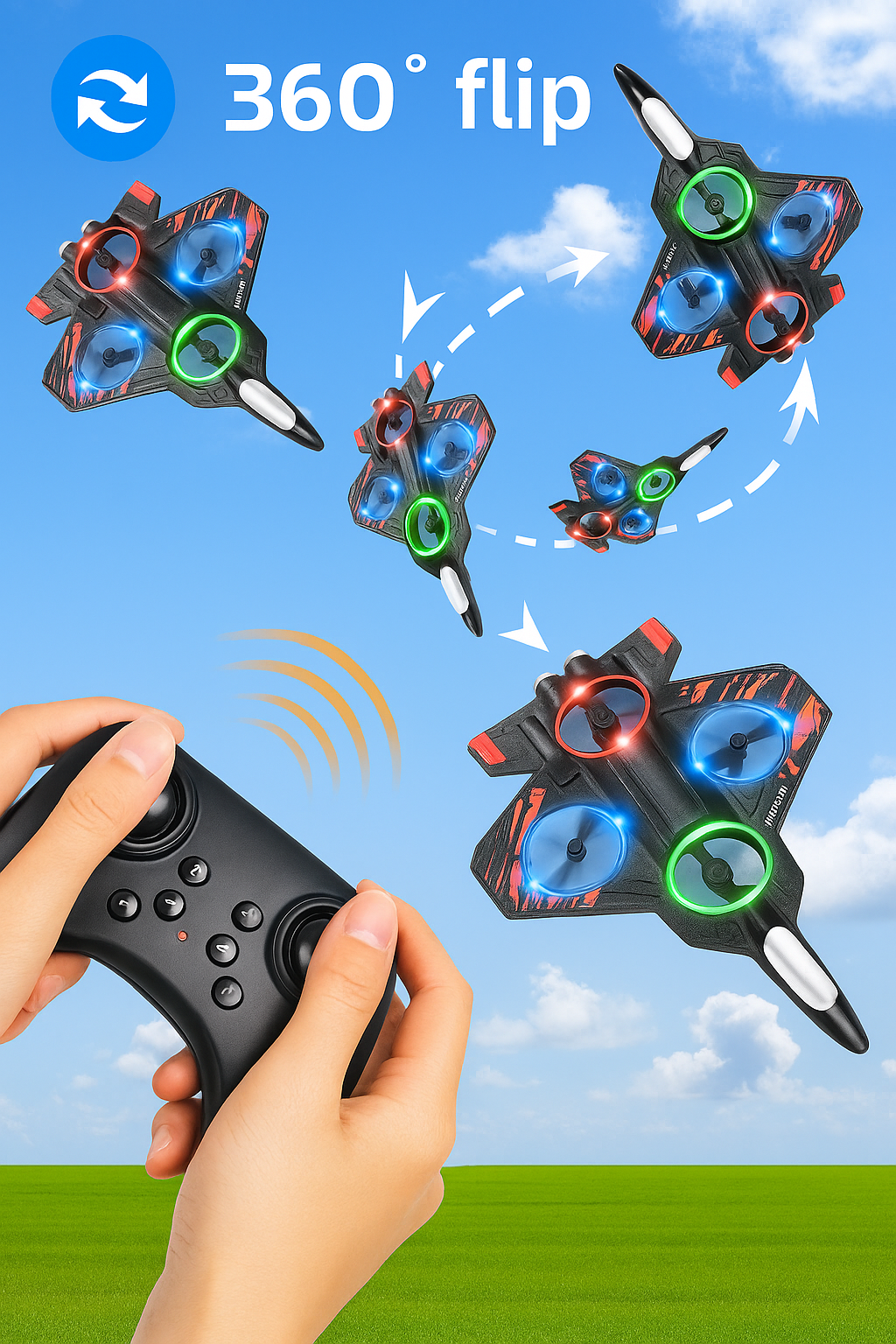 Dron Pequeño Controlado por Control Remoto, Ideal para Principiantes, Avión de Control Remoto - Juguete para Niño, Planeador de Espuma, UAV Pequeño para Estudiantes de Primaria, Avión Resistente al Caída