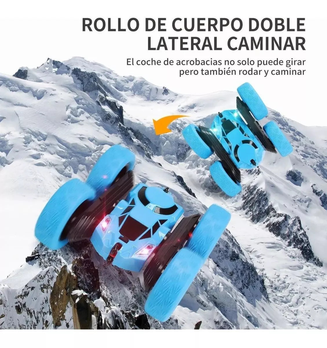 Coche Todoterreno RECARGABLE 360 🚗 + 🎮 Doble Cara, Drift,  Color Azul