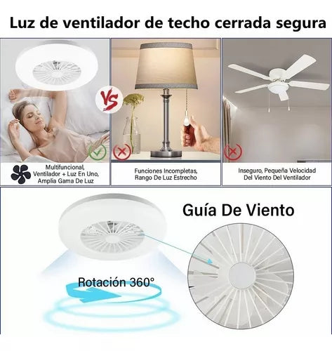 Ventilador + Luz Led FOCO ⚡ Silencioso y Moderno 3 Modos!