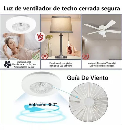 Ventilador + Luz Led FOCO ⚡ Silencioso y Moderno 3 Modos!