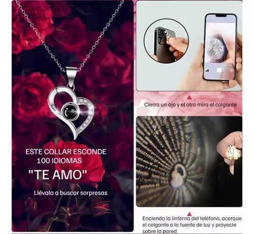 Collar De Corazón Y Flor Eterna 💖 PROMO San Valentín